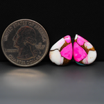 Cotton Candy Pear Cabochon Pair 17x11x3mm 9.5ct - pink, white and turquoise blue - Pedra Gems