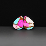 Cotton Candy Pear Cabochon Pair 17x11x3mm 9.5ct - pink, white and turquoise blue - Pedra Gems