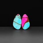 Cotton Candy Freeform Cabochon Pair 18x10x3mm 10ct - turquoise blue and pink - Pedra Gems