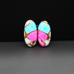 Cotton Candy Oval Cabochon Pair 21x10x3mm 13.5ct - turquoise blue, pink and white - Pedra Gems