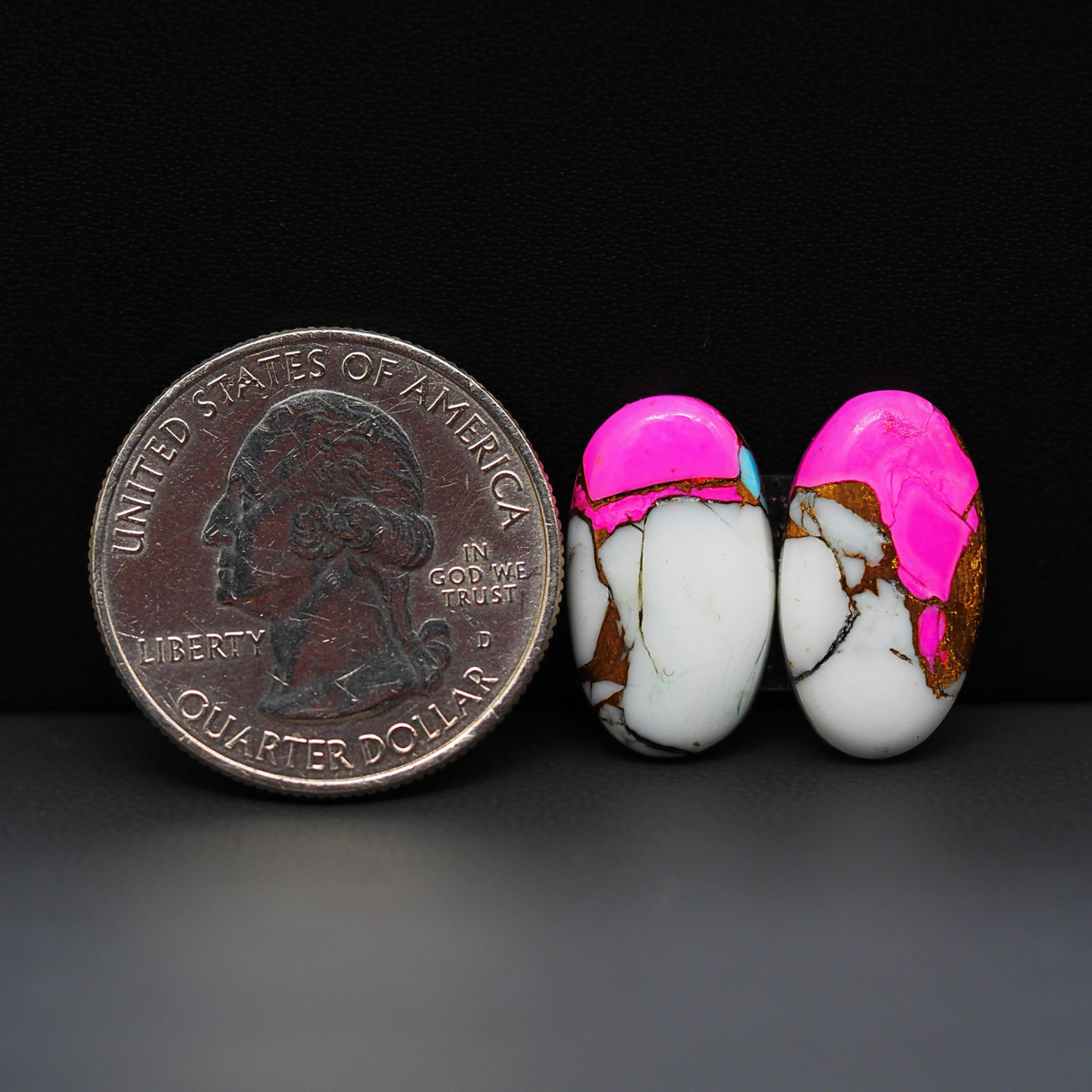 Cotton Candy Oval Cabochon Pair 19x11x3mm 12ct - white, pink and turquoise blue - Pedra Gems