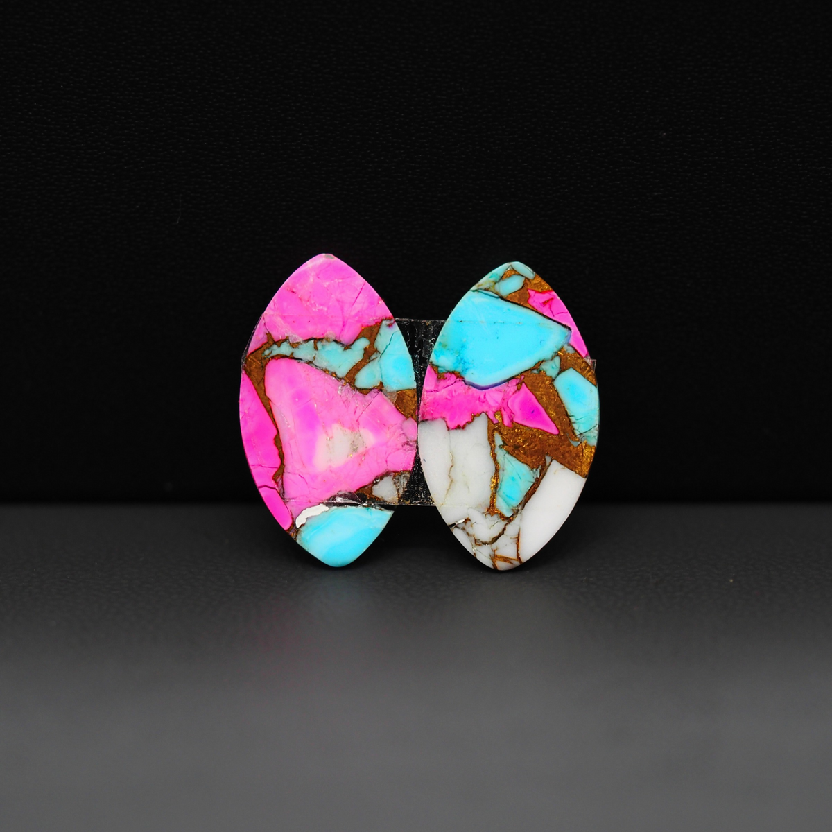Cotton Candy Marquise Cabochon Pair 20x12x3mm 13ct - pink, turquoise blue and white - Pedra Gems