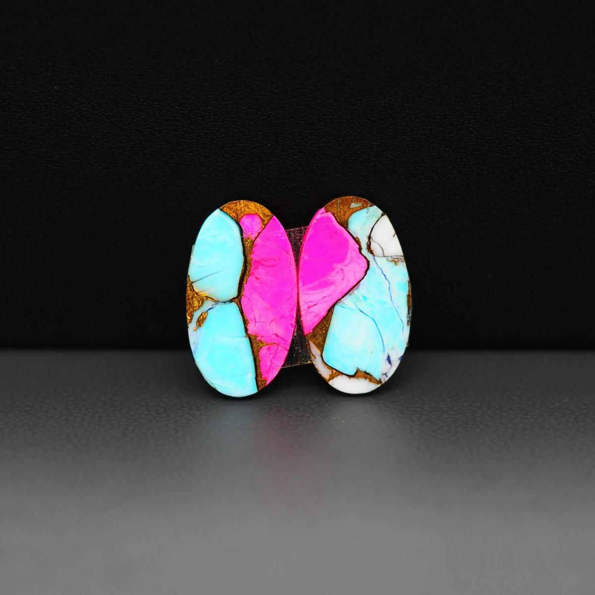 Cotton Candy Oval Cabochon Pair 18x10x3mm 10.5ct - turquoise blue, pink and white - Pedra Gems