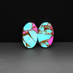 Cotton Candy Oval Cabochon Pair 19x12x4mm 16.5ct - turquoise blue and pink - Pedra Gems