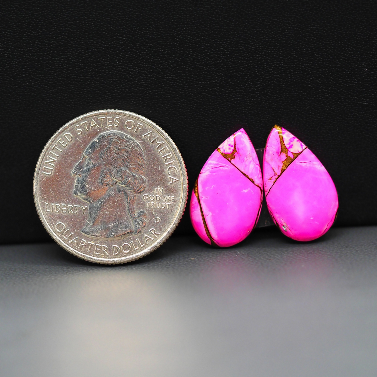 Cotton Candy Pear Cabochon Pair 19x11x3mm 10.5ct - pink - Pedra Gems