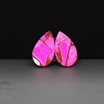 Cotton Candy Pear Cabochon Pair 19x11x3mm 10.5ct - pink - Pedra Gems