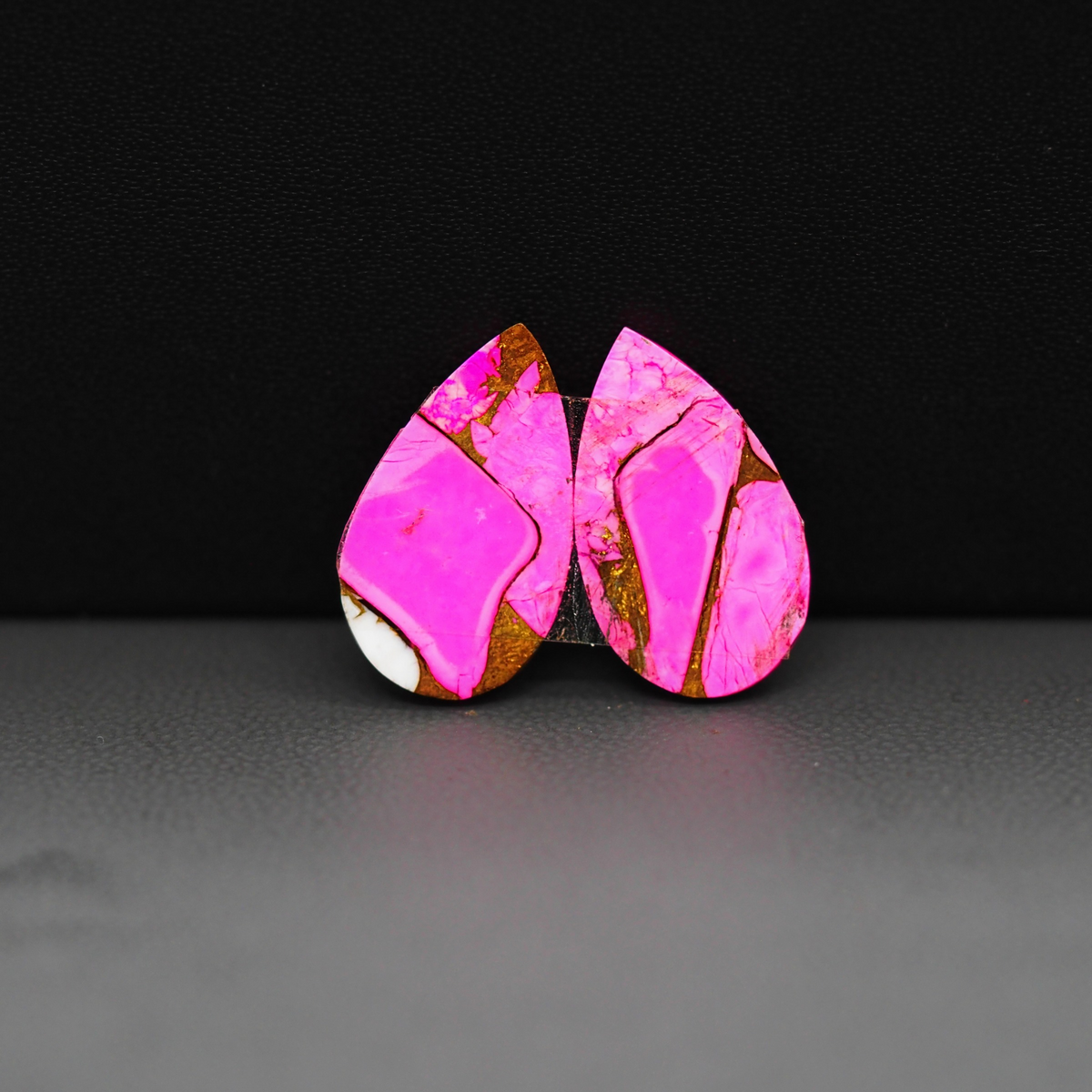 Cotton Candy Pear Cabochon Pair 19x11x3mm 10.5ct - pink - Pedra Gems