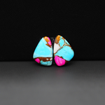 Cotton Candy Freeform Cabochon Pair 13x10x3mm 8ct - turquoise blue, pink and white - Pedra Gems