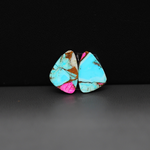 Cotton Candy Freeform Cabochon Pair 13x10x3mm 8ct - turquoise blue, pink and white - Pedra Gems