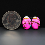 Cotton Candy Oval Cabochon Pair 16x11x3mm 11ct - pink, white and turquoise blue - Pedra Gems
