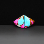 Cotton Candy Trapezoid Cabochon Pair 10x14x3mm 8.5ct - turquoise blue, pink and white - Pedra Gems