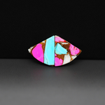 Cotton Candy Trapezoid Cabochon Pair 10x14x3mm 8.5ct - turquoise blue, pink and white - Pedra Gems