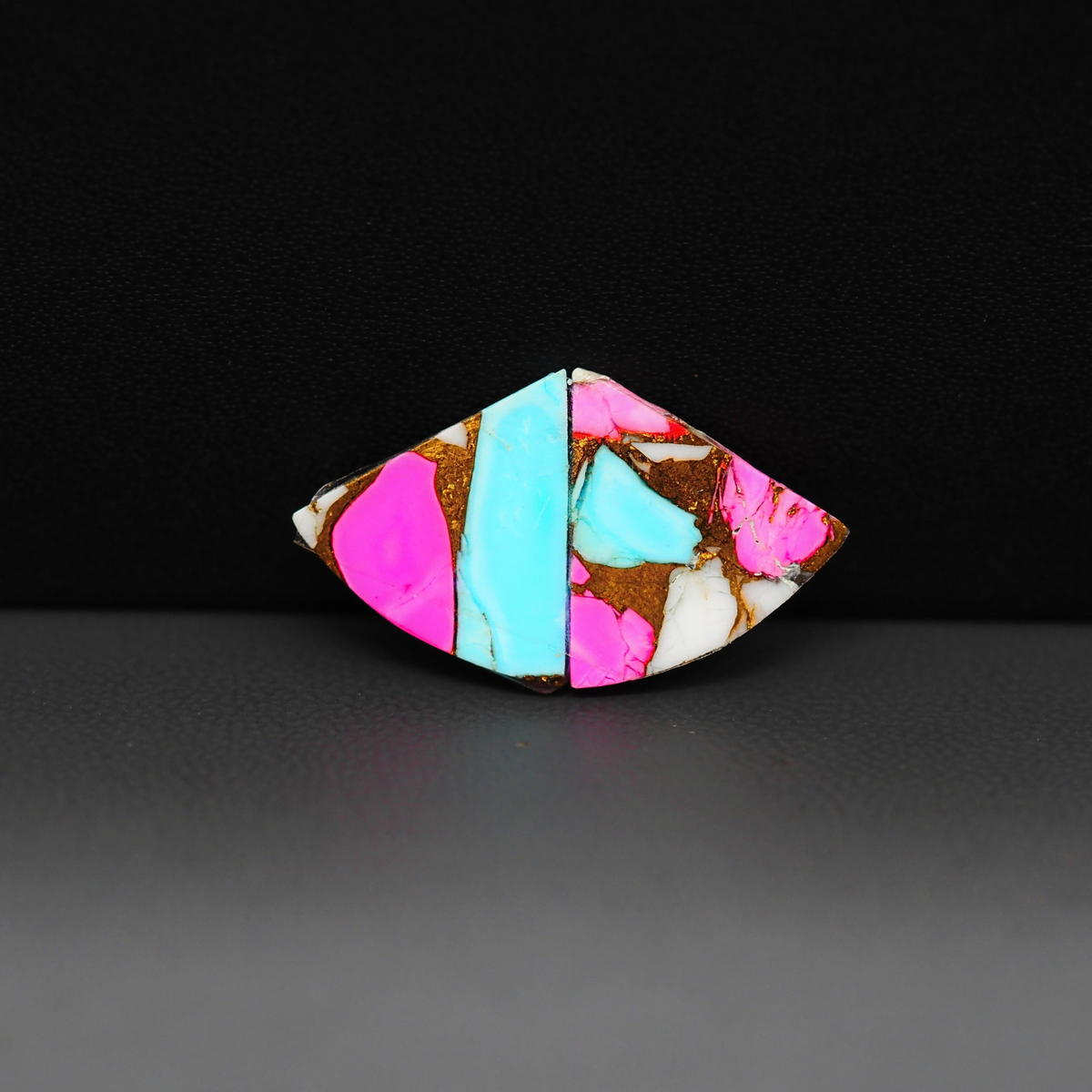 Cotton Candy Trapezoid Cabochon Pair 10x14x3mm 8.5ct - turquoise blue, pink and white - Pedra Gems