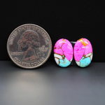 Cotton Candy Oval Cabochon Pair 15x11x3mm 10.5ct - pink, turquoise blue and white - Pedra Gems