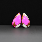 Cotton Candy Pear Cabochon Pair 20x11x3mm 13.5ct - pink, white and turquoise blue - Pedra Gems