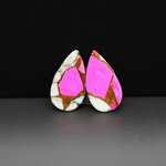 Cotton Candy Pear Cabochon Pair 20x11x3mm 13.5ct - pink, white and turquoise blue - Pedra Gems