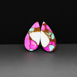Cotton Candy Pear Cabochon Pair 21x10x3mm 12.5ct - pink and white - Pedra Gems