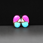 Cotton Candy Oval Cabochon Pair 14x9x3mm 6.5ct - pink, turquoise blue and white - Pedra Gems