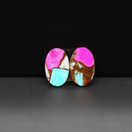 Cotton Candy Oval Cabochon Pair 14x9x3mm 6.5ct - pink, turquoise blue and white - Pedra Gems
