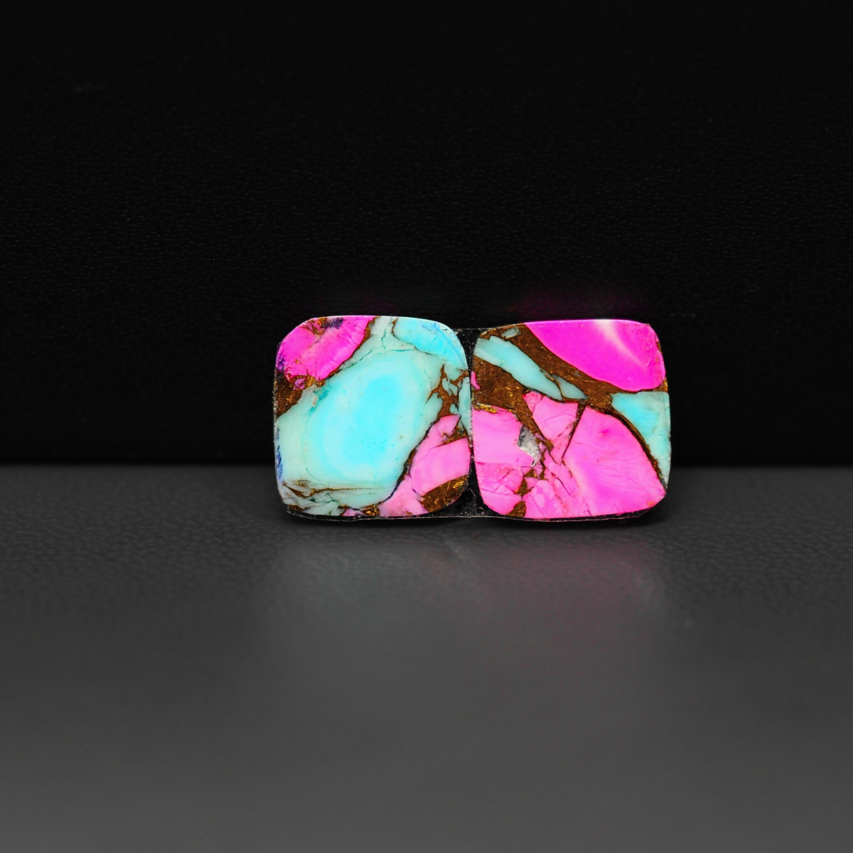 Cotton Candy Square Cabochon Pair 12x12x2mm 9.5ct - pink and turquoise blue - Pedra Gems