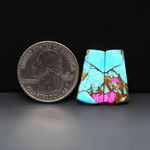 Cotton Candy Trapezoid Cabochon Pair 21x10x3mm 14ct - turquoise blue and pink - Pedra Gems