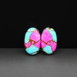 Cotton Candy Oval Cabochon Pair 19x11x4mm 16ct - pink and turquoise blue - Pedra Gems