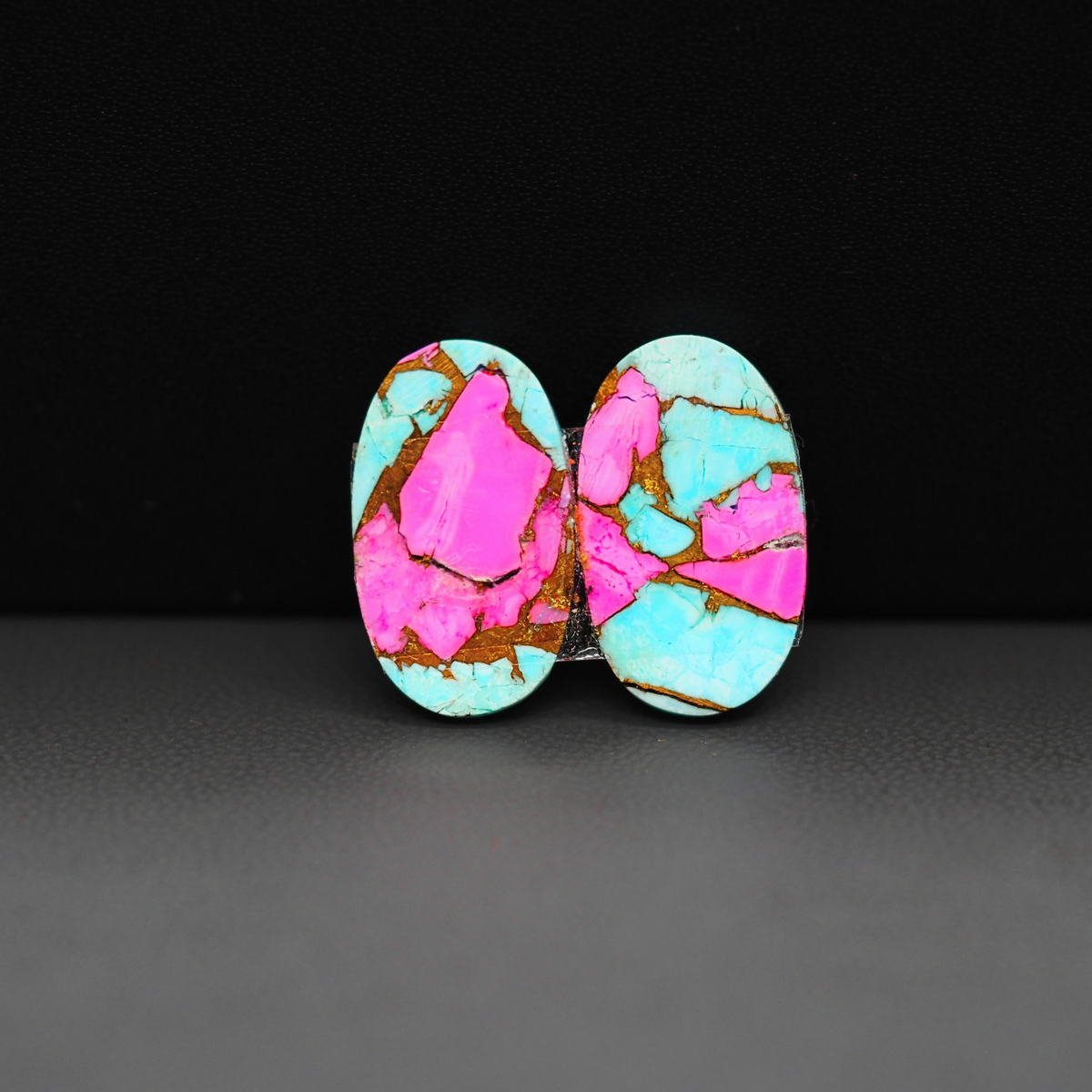 Cotton Candy Oval Cabochon Pair 19x11x4mm 16ct - pink and turquoise blue - Pedra Gems
