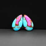 Cotton Candy Pear Cabochon Pair 20x11x3mm 14.5ct - turquoise blue and pink - Pedra Gems