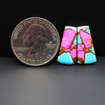 Cotton Candy Trapezoid Cabochon Pair 19x9x3mm 12ct - pink, turquoise blue and white - Pedra Gems