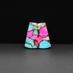 Cotton Candy Trapezoid Cabochon Pair 19x9x3mm 12ct - pink, turquoise blue and white - Pedra Gems