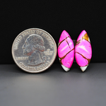 Cotton Candy Marquise Cabochon Pair 22x9x4mm 11.5ct - pink and white - Pedra Gems