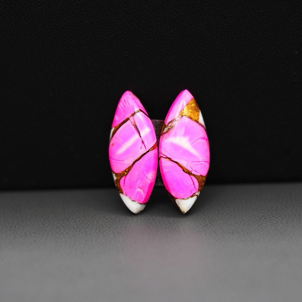 Cotton Candy Marquise Cabochon Pair 22x9x4mm 11.5ct - pink and white - Pedra Gems