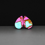 Cotton Candy Pear Cabochon Pair 16x10x4mm 10ct - turquoise blue and pink - Pedra Gems
