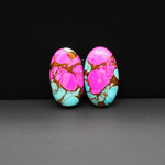 Cotton Candy Oval Cabochon Pair 20x12x3mm 15ct - pink and turquoise blue - Pedra Gems