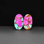 Cotton Candy Oval Cabochon Pair 20x12x3mm 15ct - pink and turquoise blue - Pedra Gems