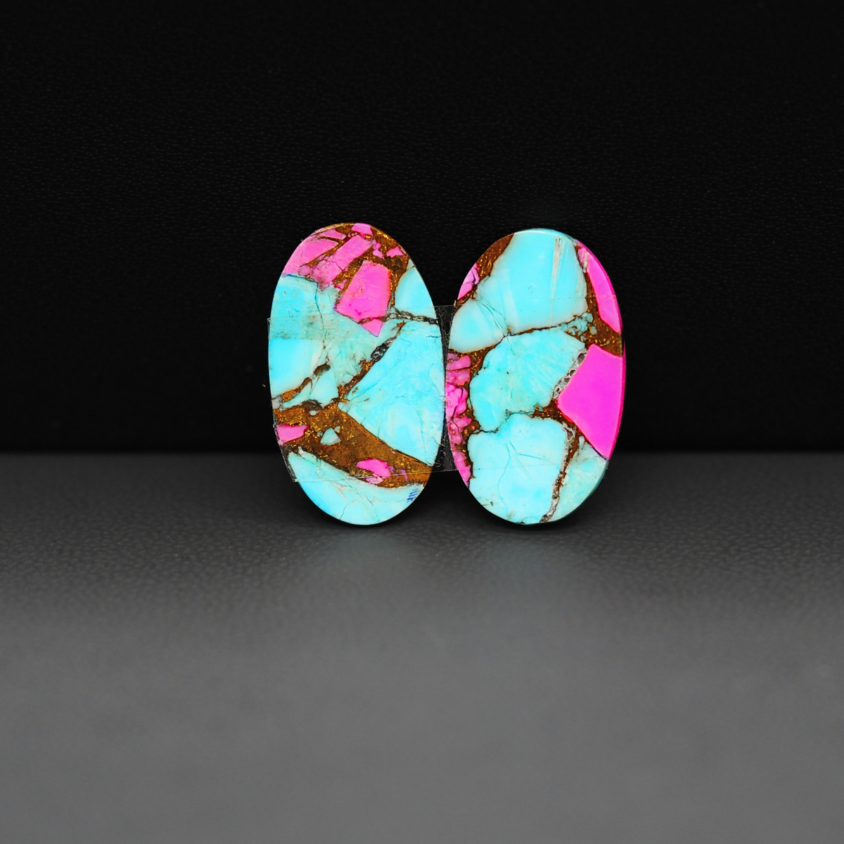 Cotton Candy Oval Cabochon Pair 20x11x3mm 15ct - turquoise blue and pink - Pedra Gems