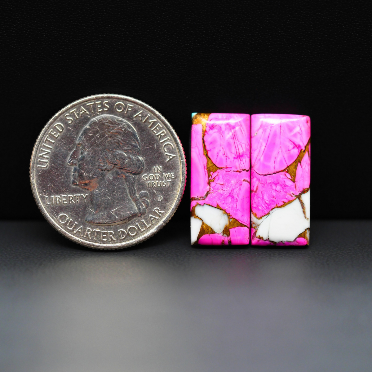 Cotton Candy Baguette Cabochon Pair 20x9x3mm 14.5ct - pink and white - Pedra Gems