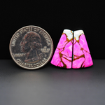 Cotton Candy Trapezoid Cabochon Pair 21x12x3mm 14.5ct - pink, white and turquoise blue - Pedra Gems