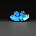Kingman Ice Blue Dahlia Heart Cabochon Pair 13x12x3mm 9.5ct - icy blue and white stone with copper veining - Pedra Gems