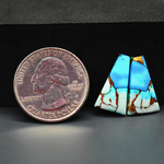 Kingman Ice Blue Dahlia Trapezoid Cabochon Pair 19x10x3mm 11.5ct - icy blue and white stone with copper veining - Pedra Gems