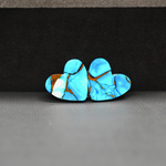 Kingman Ice Blue Dahlia Composite Heart Cabochon Pair 13x14x3mm 10ct - icy blue and white stone with copper veining - Pedra Gems