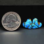 Kingman Ice Blue Dahlia Composite Heart Cabochon Pair 12x12x3mm 8ct - icy blue and white stone with copper veining - Pedra Gems