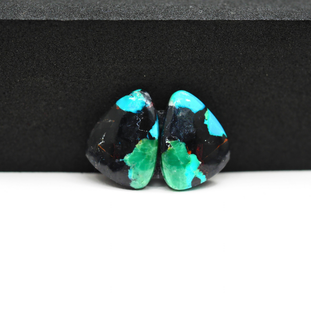 Mohave Buffalo composite pair 17x13x3mm 11ct freeform cabochon Kingman - photo 2