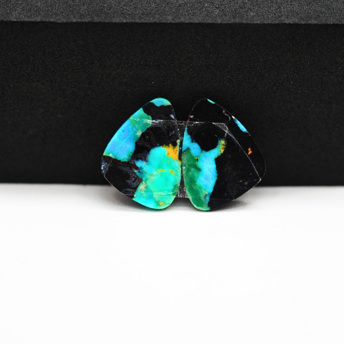 Mohave Buffalo composite pair 17x13x3mm 11ct freeform cabochon Kingman - photo 3