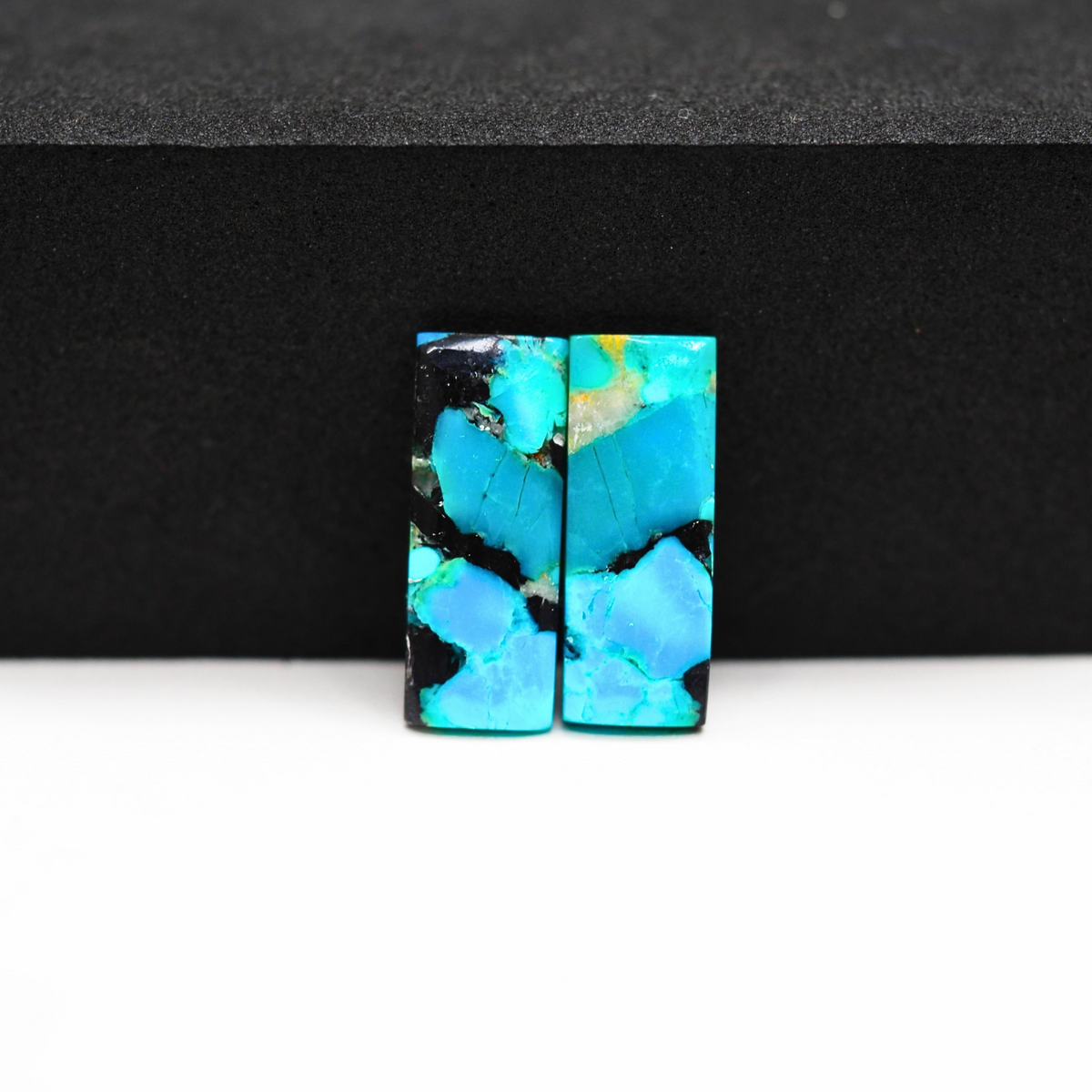 Mohave Buffalo composite pair 20x7x3mm 9.5ct baguette cabochon Kingman - photo 2