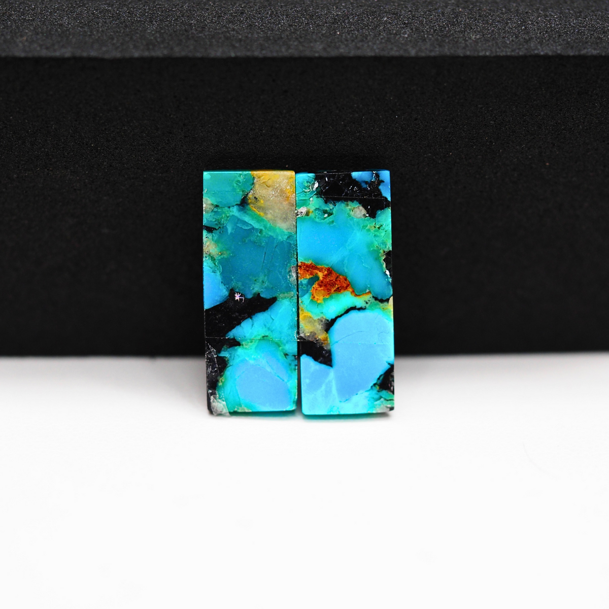Mohave Buffalo composite pair 20x7x3mm 9.5ct baguette cabochon Kingman - photo 3