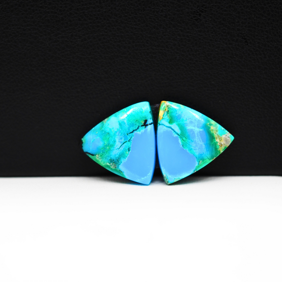 Mohave Buffalo composite pair 15x15x3mm 11ct trillion cabochon Kingman - photo 2