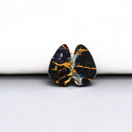 Kingman Black Buffalo Copper Composite Freeform Cabochon Pair 17x10x3mm 11ct - black stone with bright copper veins - Pedra Gems