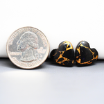 Kingman Black Buffalo Copper Composite Heart Cabochon Pair 14x14x4mm 12.5ct - black stone with bright copper veins - Pedra Gems