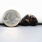 Kingman Black Buffalo Copper Composite Pear Cabochon Pair 14x11x3mm 10.5ct - black stone with bright copper veins - Pedra Gems